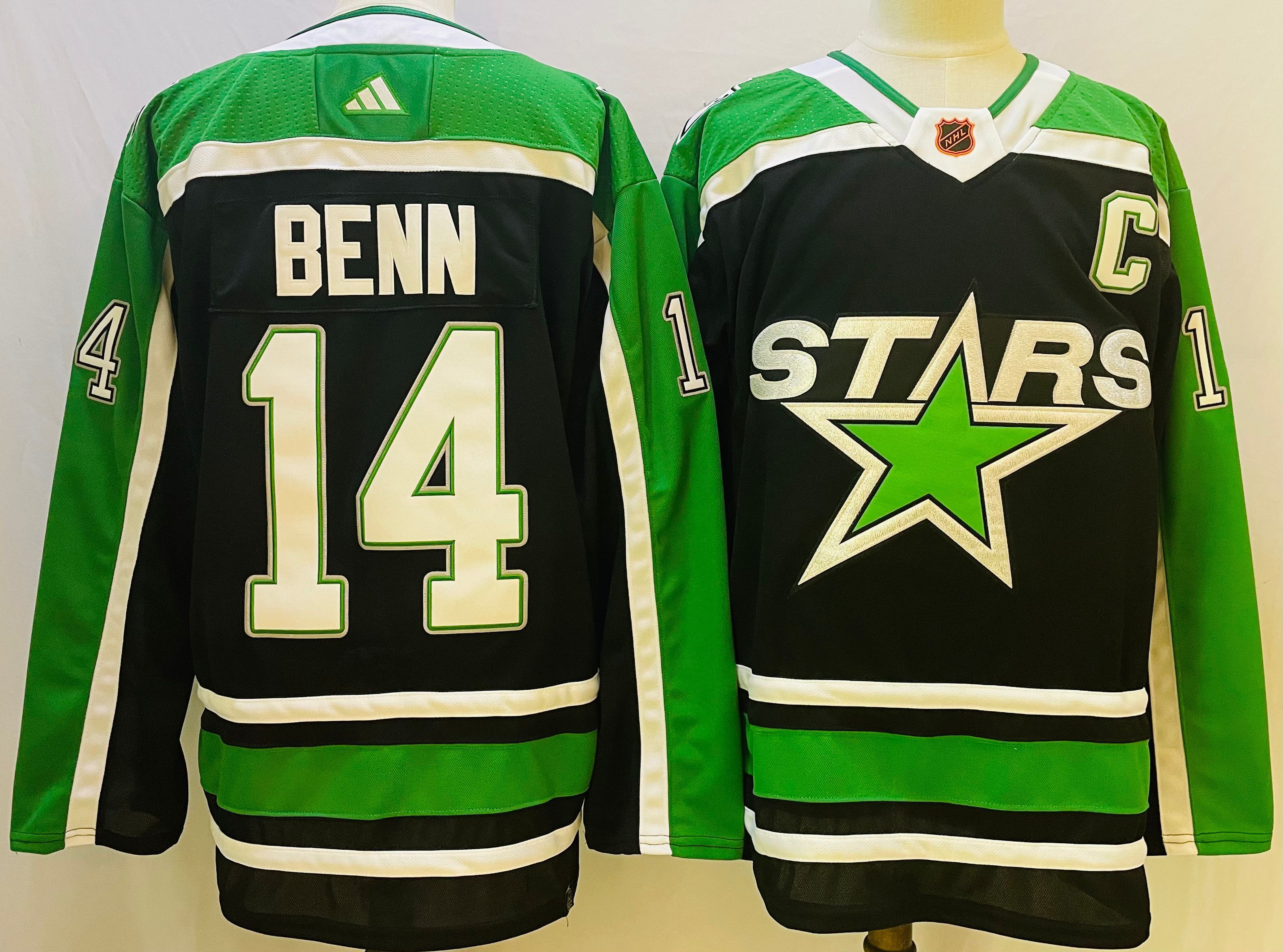 Men Dallas Stars 14 Benn Black Throwback 2022 Adidas NHL Jersey